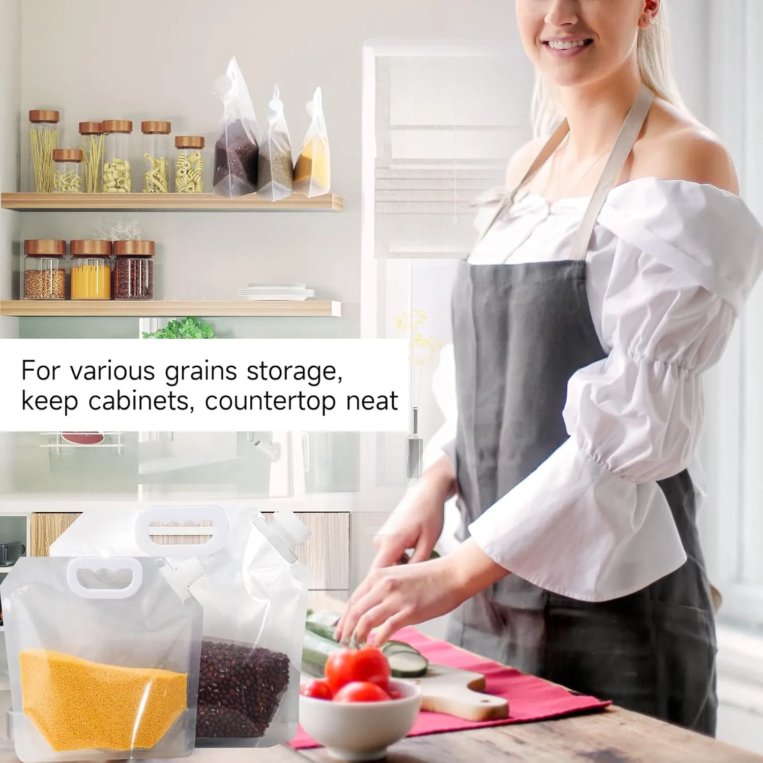Cereal Bag Container, 10PCS(2.5L- Bean storage containers with Lids Moisture Resistant Home Essentials. Airtight Storage Containers for Pantry Rice, Flour, Barley, water, juice