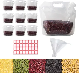 Cereal Bag Container, 10PCS(2.5L- Bean storage containers with Lids Moisture Resistant Home Essentials. Airtight Storage Containers for Pantry Rice, Flour, Barley, water, juice