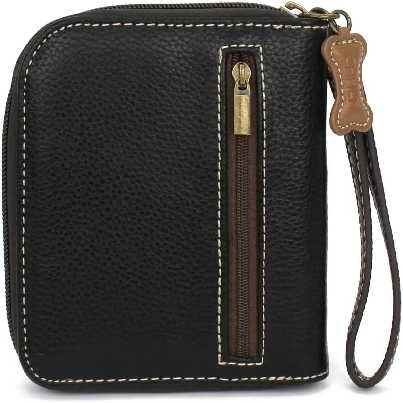 CHALA Zip Around Wallet, Wristlet, 8 Credit Card Slots, Sturdy Pu Leather - Black Cocker Spaniel - Gray
