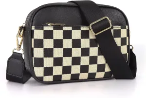 checkerboard colorblock crossbody bag | Adjustable shoulder strap | Suitable for commuting, traveling, shopping