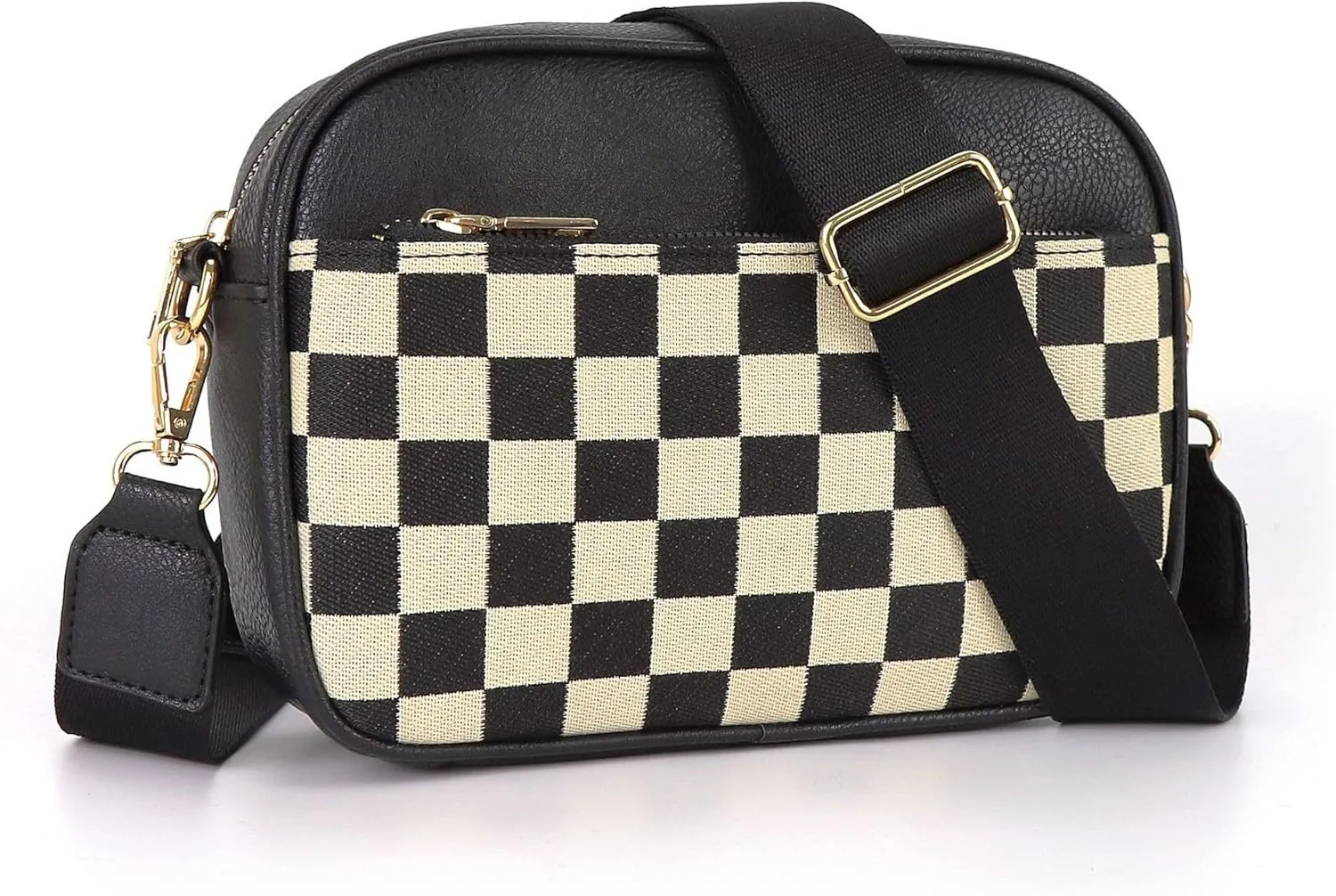 checkerboard colorblock crossbody bag | Adjustable shoulder strap | Suitable for commuting, traveling, shopping
