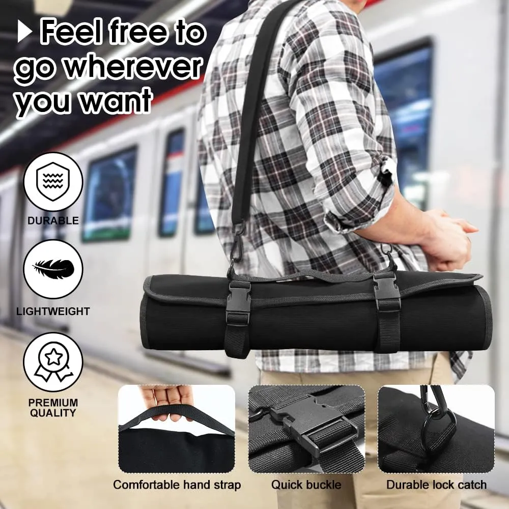 Chef Knife Bag With 24 Slots Cutlery Knives Holders Protectors, Kitchen Travel Cooking Tools, Portable Canvas Knife Roll Storage Bag Chef Case for Camping or Working with an Adjustable Shoulder Strap