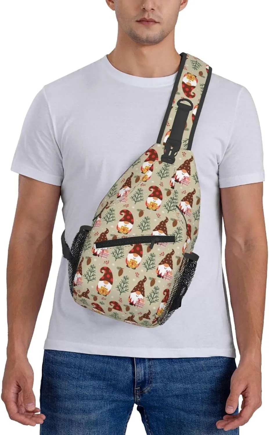Christmas Gnomes Crossbody Sling Bag For Women Men Adjustable Christmas Chest Bag Shoulder Bag Sling Backpack Merry Xmas Daypack For Sport Travel Hiking