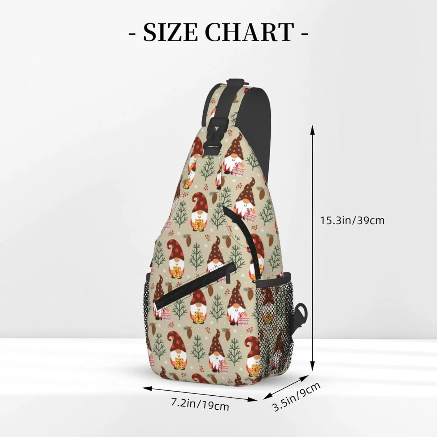 Christmas Gnomes Crossbody Sling Bag For Women Men Adjustable Christmas Chest Bag Shoulder Bag Sling Backpack Merry Xmas Daypack For Sport Travel Hiking