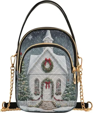 Christmas House Small Crossbody Bags Purses for Women Shoulder Sling Bag with Strap for Travel Phone Trendy Wallet Purse