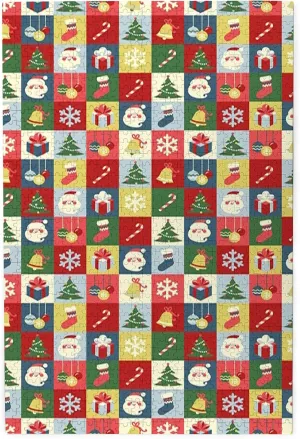 Christmas Theme,Portable Wooden Jigsaw Puzzle for Adults,Xmas Theme Santa Claus Jingle Bells,Birthday Gift for Family and Friends,Multicolor Plastic Box Storage 1000PCS