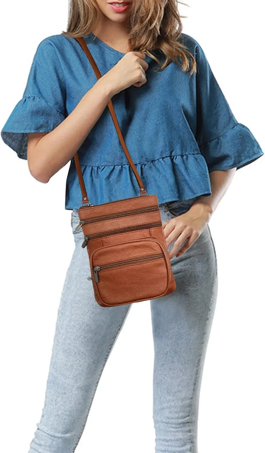 Ciana Genuine Leather Cross Body Bags Purse for Women, Purses Women's Shoulder Sling Handbags Soft Purse