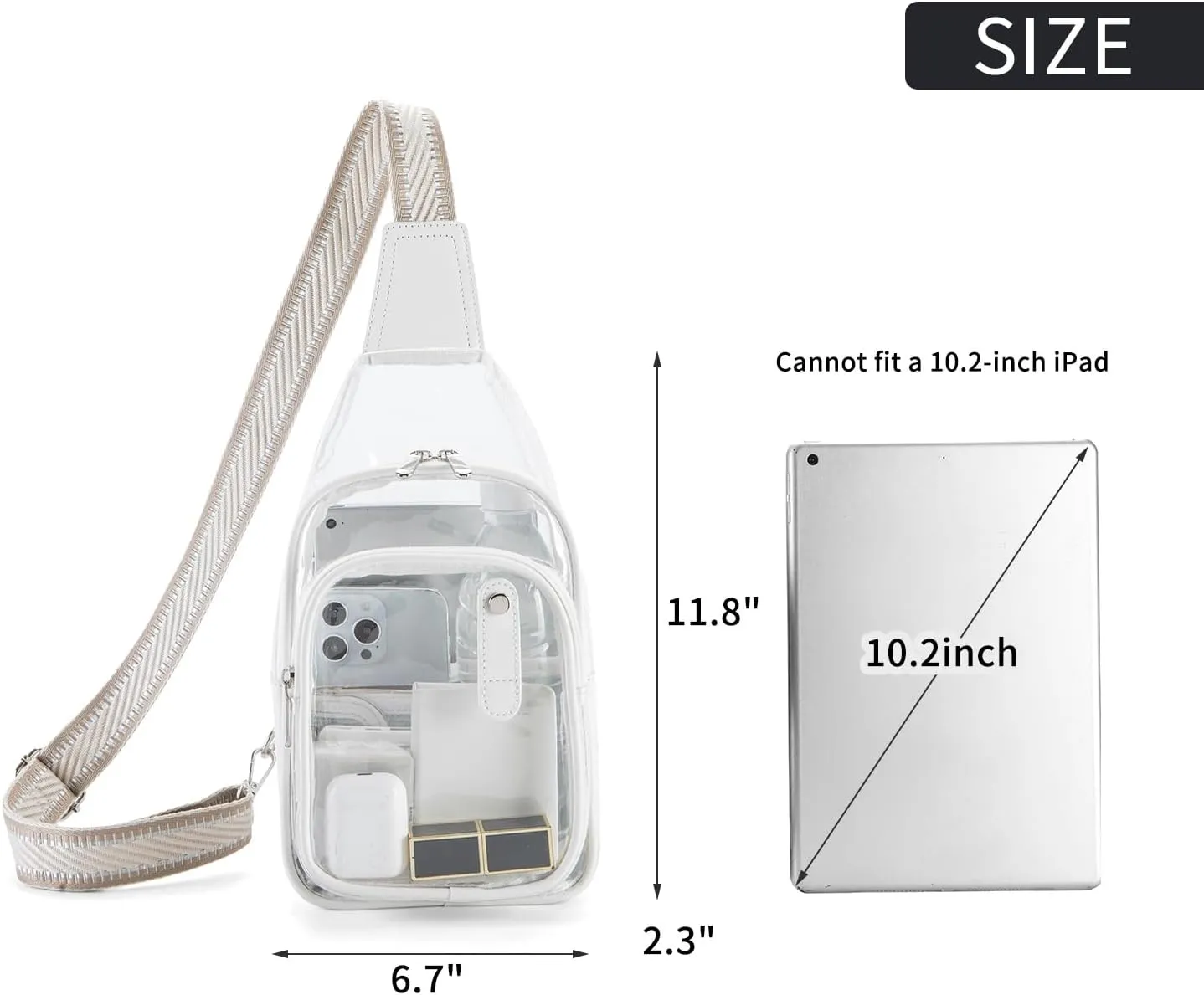 Clear Bag for Stadium Events, Clear Purses For Women Stadium Crossbody Clear Fanny pack For Women Concert Bag