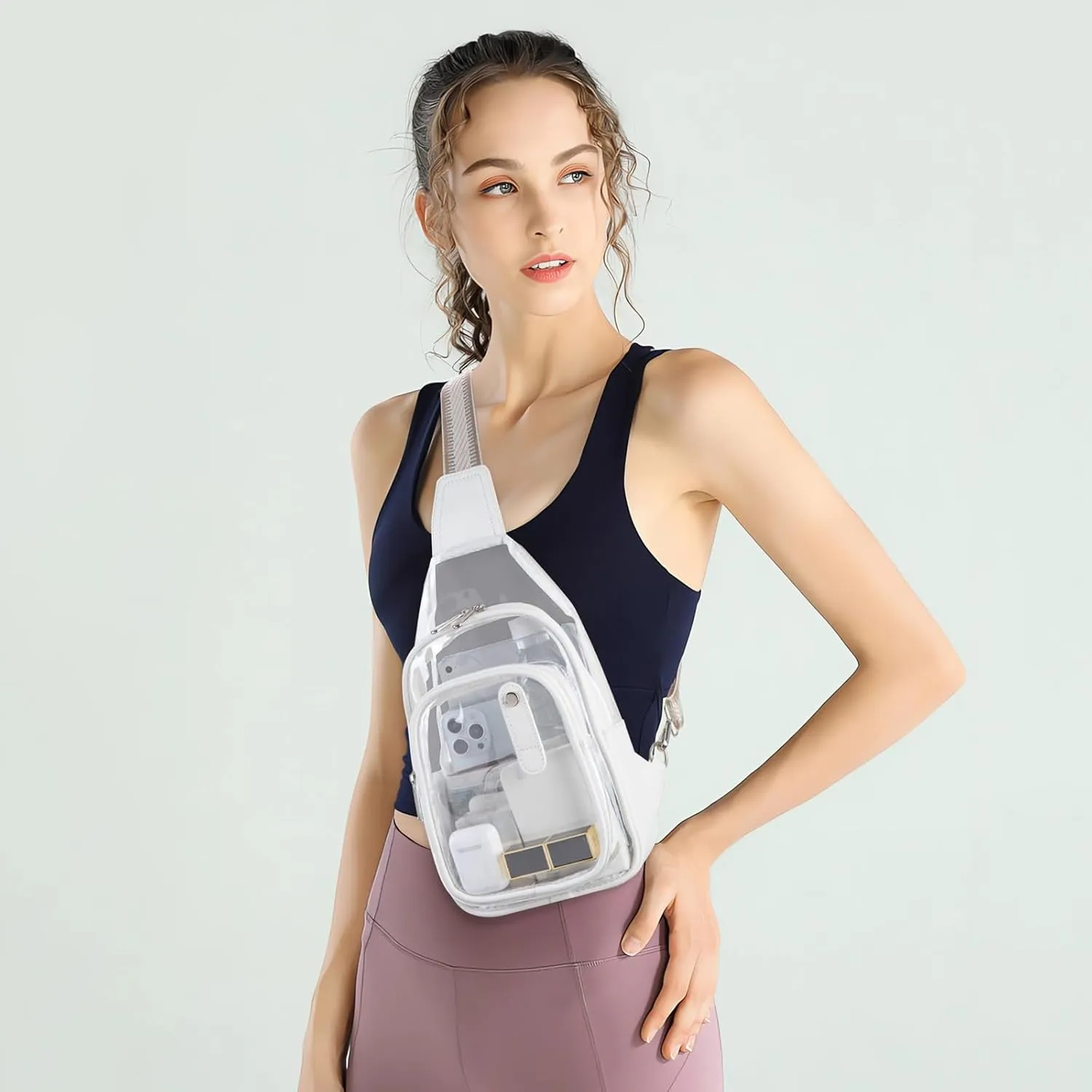 Clear Bag for Stadium Events, Clear Purses For Women Stadium Crossbody Clear Fanny pack For Women Concert Bag