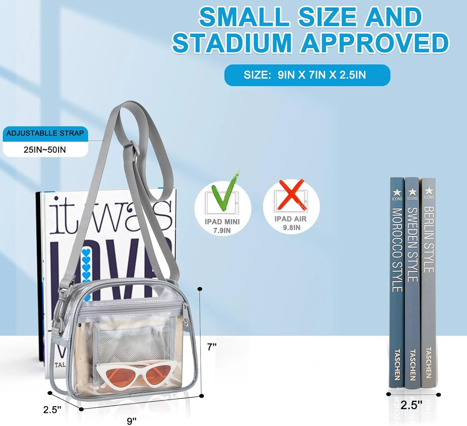 Clear Bag for Stadium Events Mini Small Clear Purse Clear Bag for Stadium Events Concert Sport Work