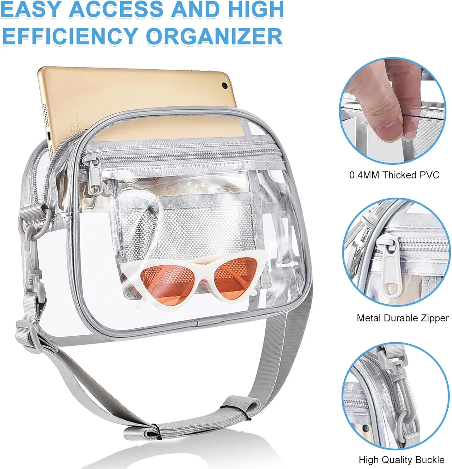 Clear Bag for Stadium Events Mini Small Clear Purse Clear Bag for Stadium Events Concert Sport Work