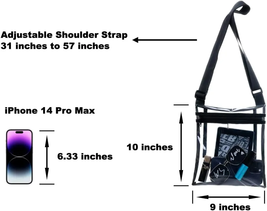 Clear Bag Stadium Approved Clear Crossbody Stadium Purse with Inner Pocket - Transparent Bag for Women & Men