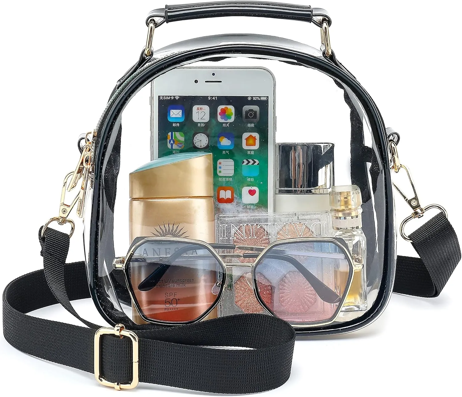 Clear Purses for Women Stadium, Cute Clear Bag Stadium Approved, Clear Handbag with Rainbow Zippers