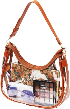 Clear Shoulder Bag for Women – Stadium-Approved Cute Hobo Tote, Crossbody Handbag & Mini Clutch Purse