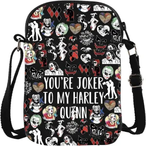 Clown Couple Movie Merchandise Crossbody Bag Clown Lovers Carry On Bag Booty heart Gift Villain Favor Couple For Fans
