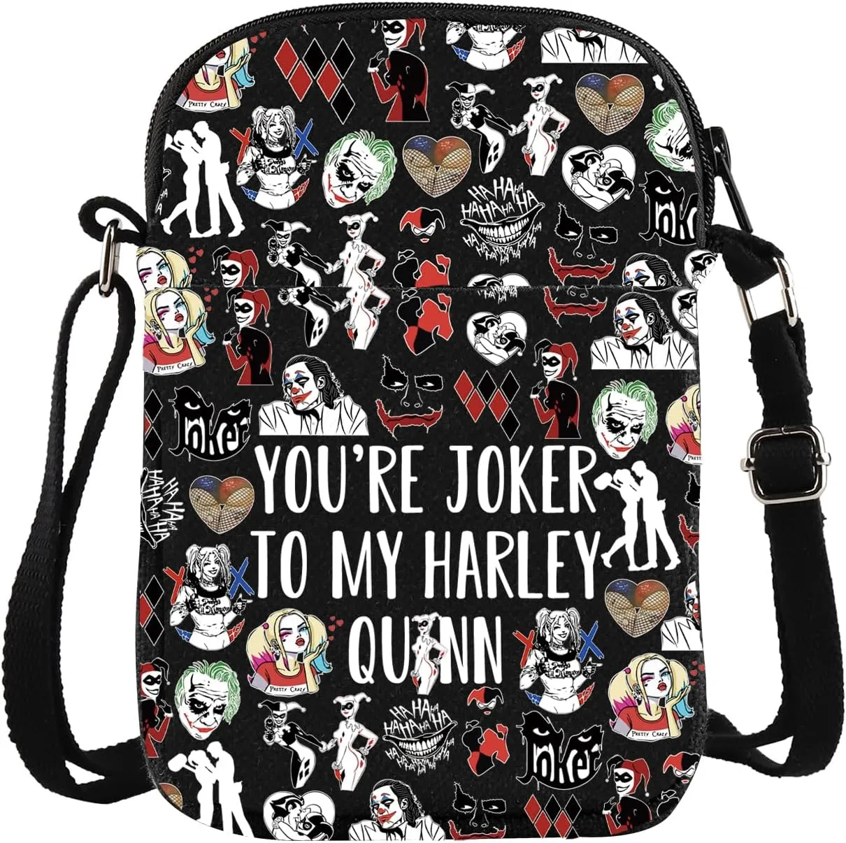 Clown Couple Movie Merchandise Crossbody Bag Clown Lovers Carry On Bag Booty heart Gift Villain Favor Couple For Fans
