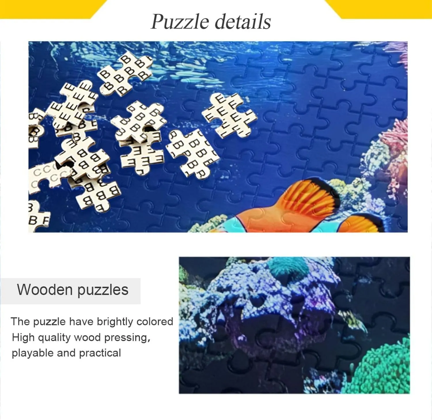 Clown Fish Ocean Nautical Coastal Jigsaw Puzzles 500 Pieces Puzzles for Adults Challenging Puzzle Game Nights Home Wall Artwork