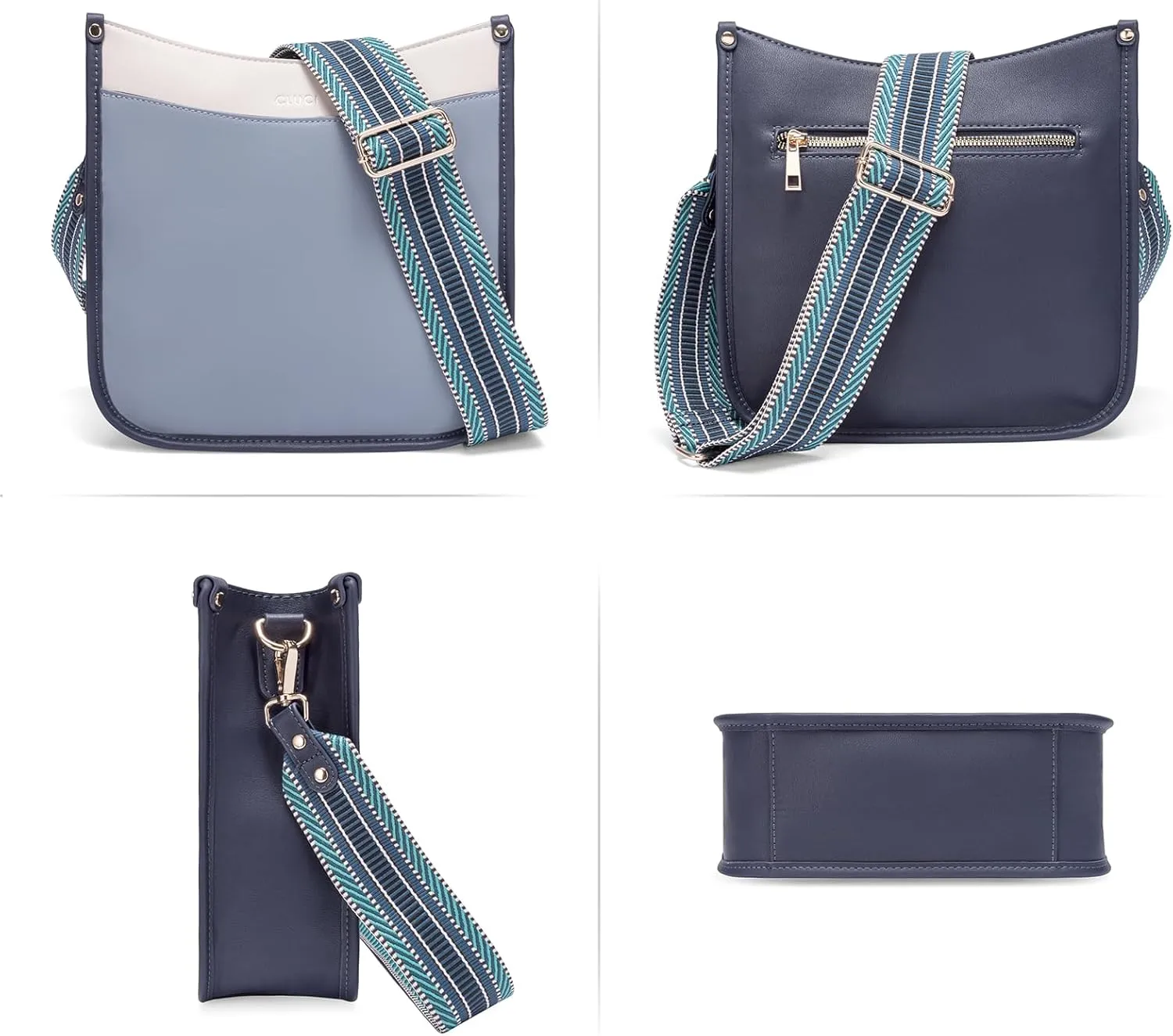 CLUCI Purses for Women, Vegen Leather Crossbody Bags for Woman Trendy, 2PCS Hobo Handbag with 2 Adjustable Guitar Strap