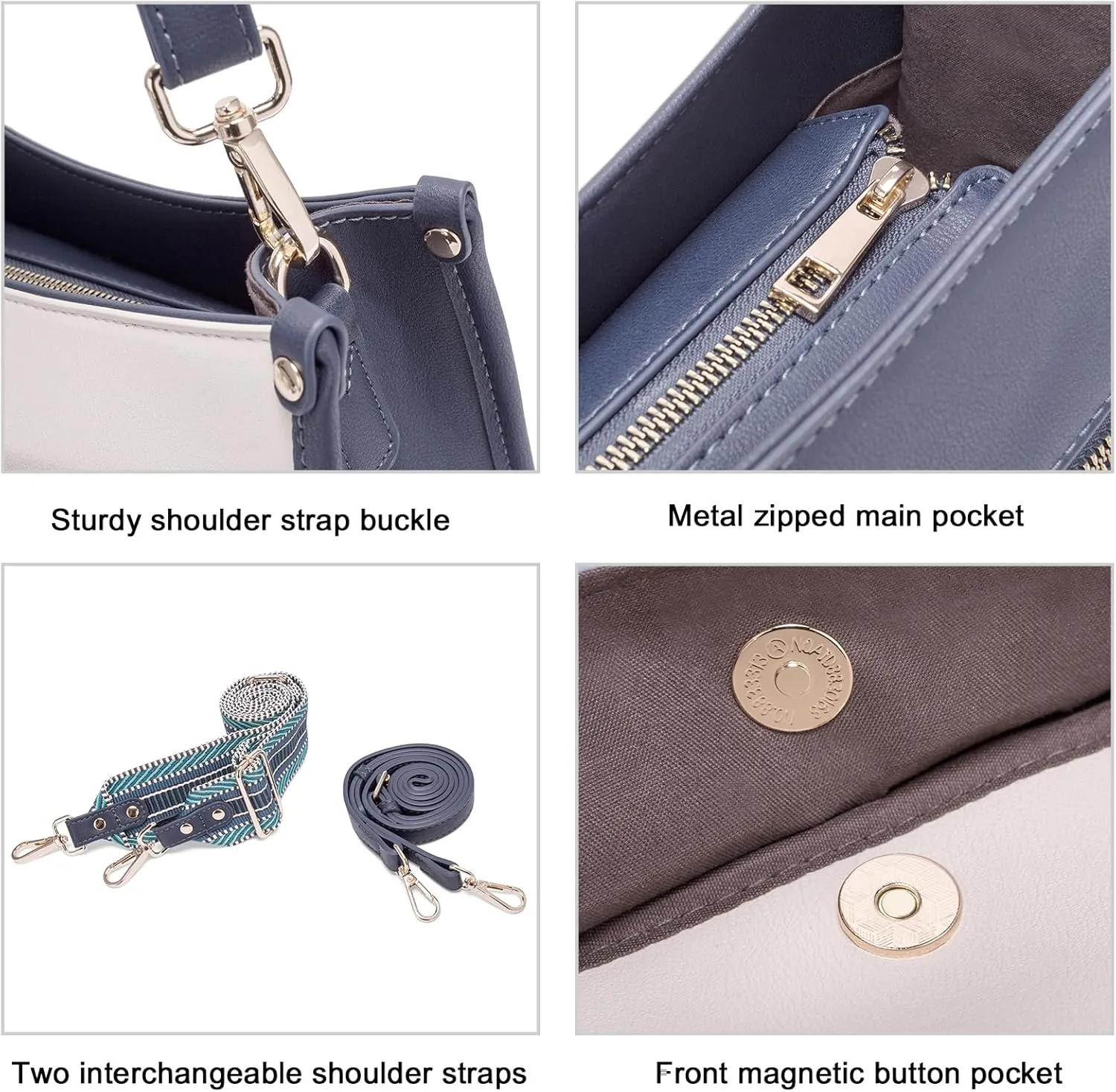 CLUCI Purses for Women, Vegen Leather Crossbody Bags for Woman Trendy, 2PCS Hobo Handbag with 2 Adjustable Guitar Strap