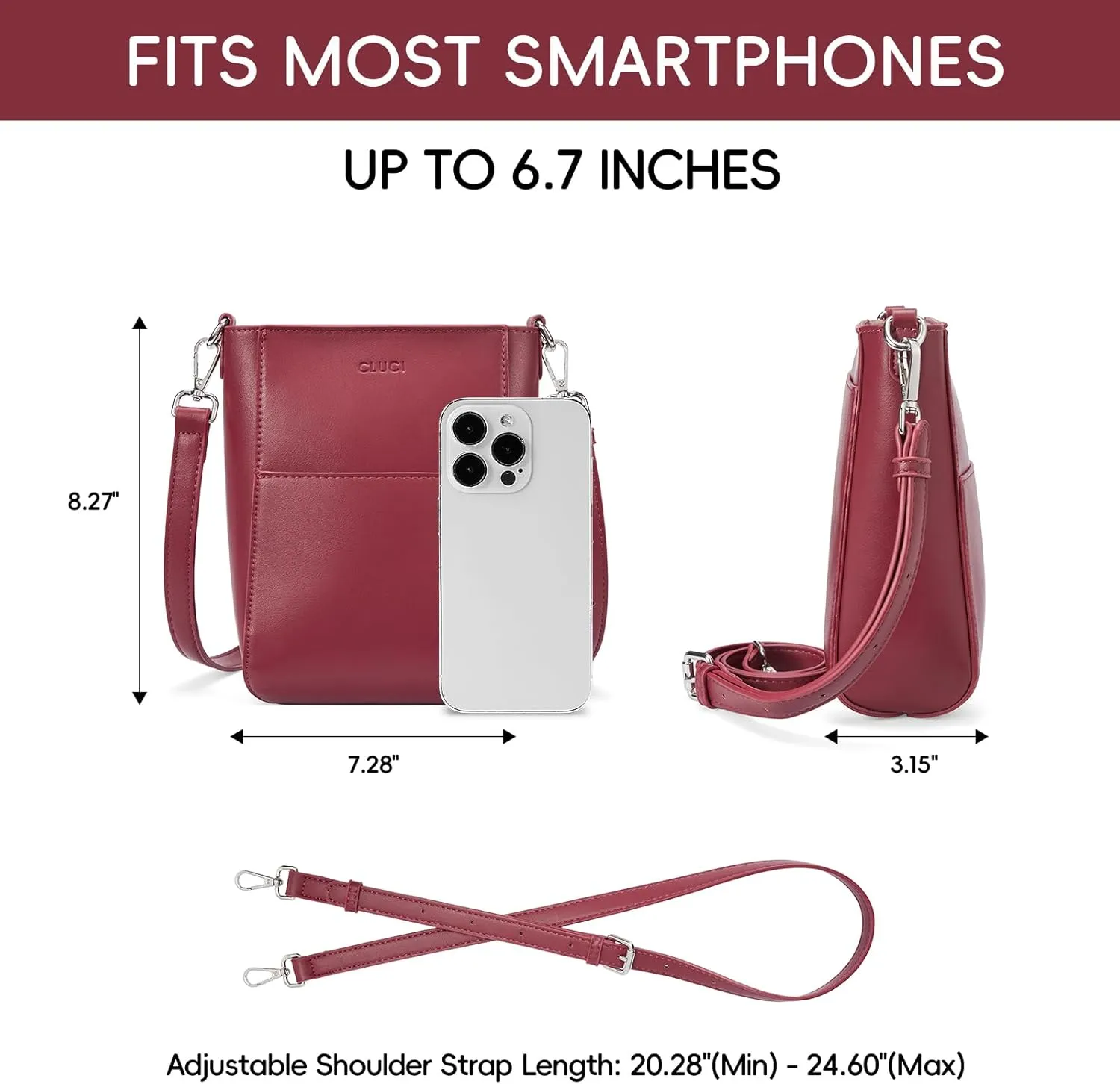 CLUCI Small Crossbody Bags for Women Trendy PU Leather Cell Phone Purse Wallet with Adjustable Strap
