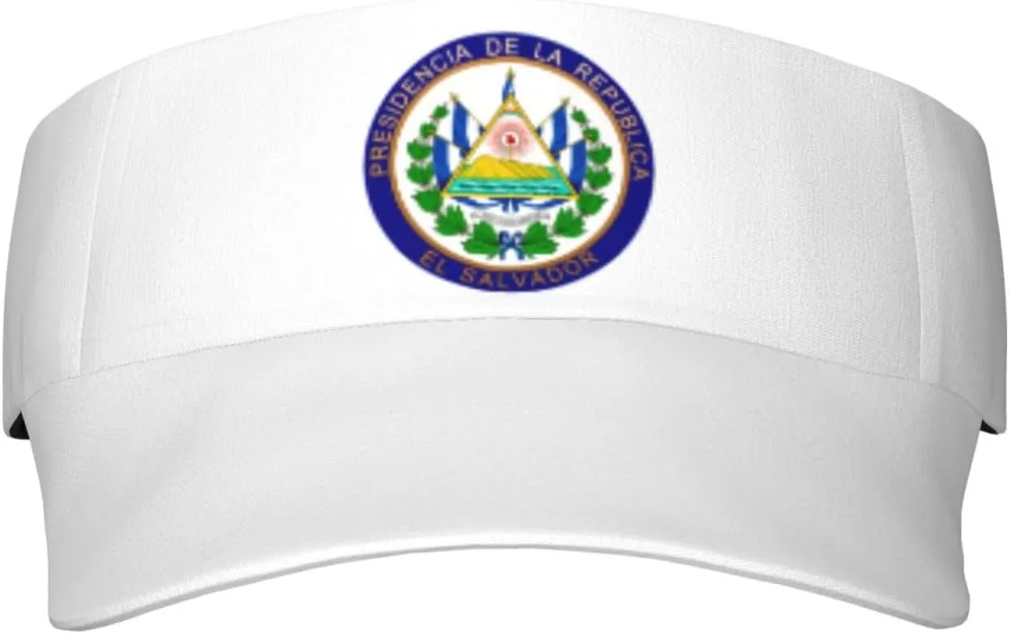 Coat of Arms of El Salvador Adult Sun Visor Cap - UV Protection, Breathable, Adjustable, Sports & Outdoor Hat Black