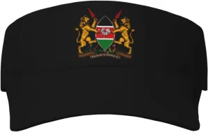 Coat of Arms of Kenya Adult Sun Visor Cap - UV Protection, Breathable, Adjustable, Sports & Outdoor Hat Black