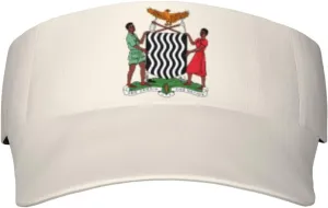 Coat of Arms Zambia Adult Sun Visor Cap - UV Protection, Breathable, Adjustable, Sports & Outdoor Hat Black