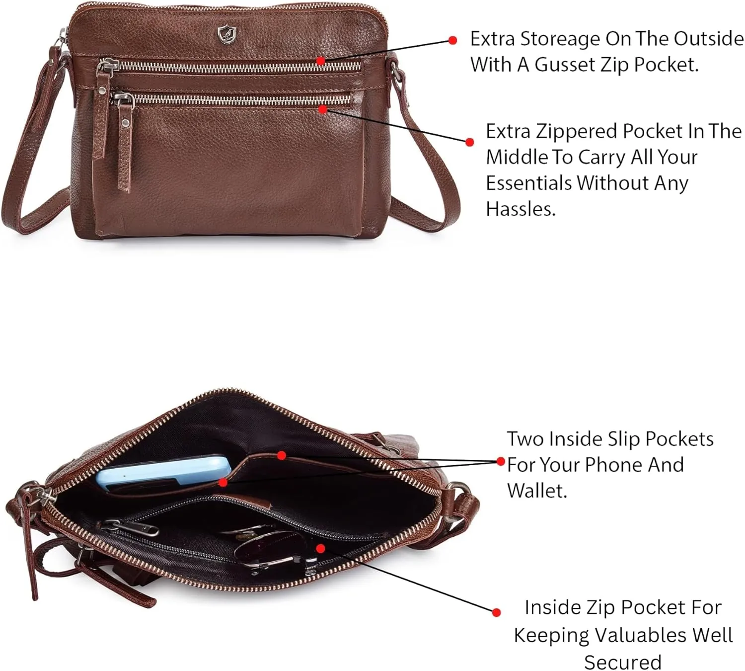 Cochoa Real Leather Soft Crossbody Bags for Women Small Purse Trendy Shoulder Sling Travel Crossover