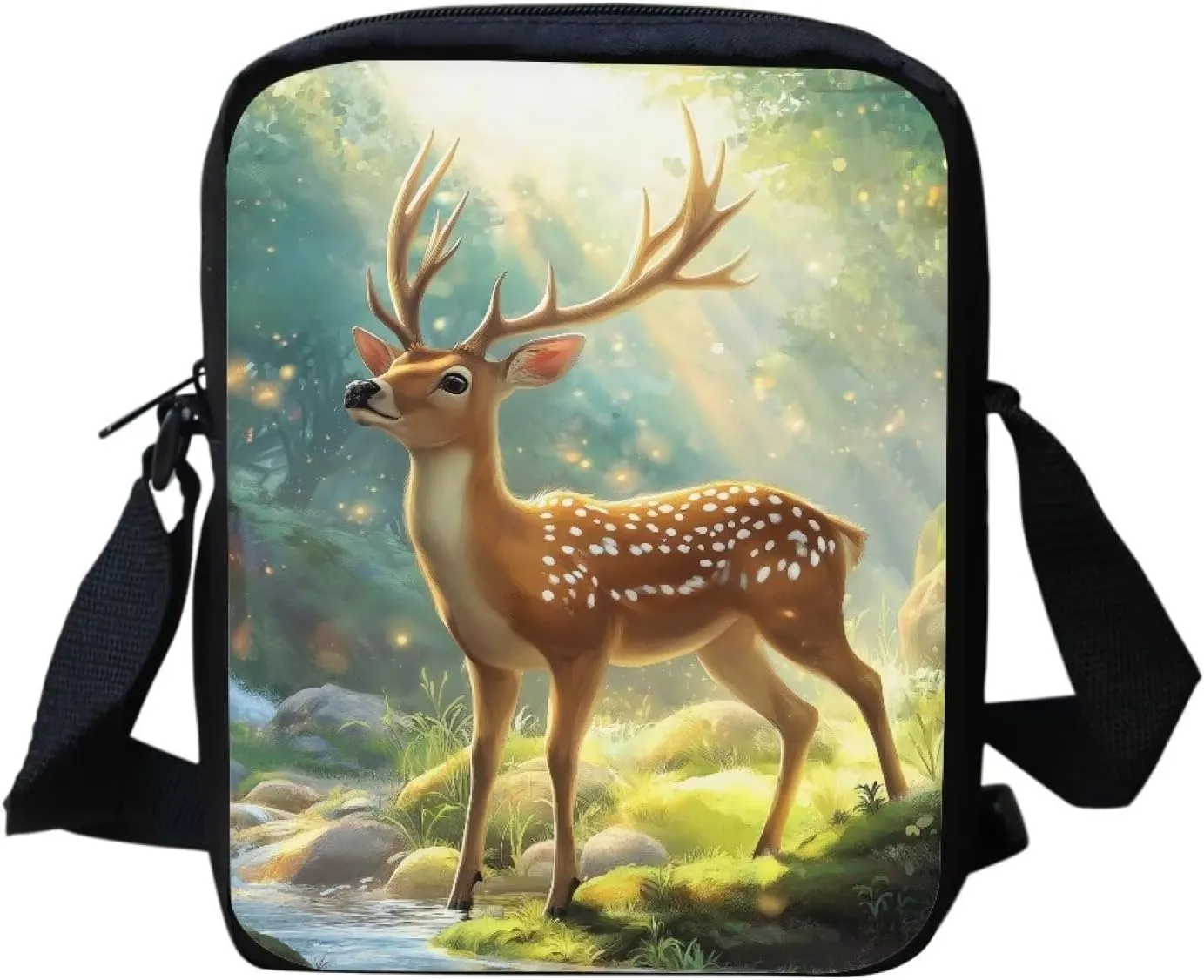 COEQINE Deer Crossbody Messenger Shoulder Bag for Women Travel Work Spring Purse for Ladies Portable Mini Novelty Purses Birthday Back to School Valentine Gift for Her Him