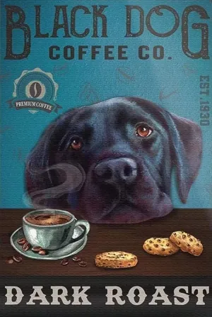 Coffee 200 Piece Wooden Jigsaw Puzzles for Adults Family Elderly Black Labrador Dog Coffee Co. Dark Roast Puzzle Game for Family Art Decorations Funny 200 Piece Puzzle Toy Gift