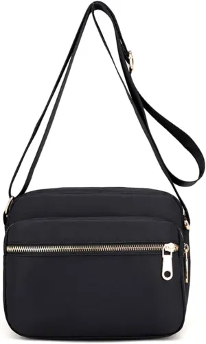 Collsants Small Nylon Purse Mini Crossbody Bag Travel Shoulder Bag Multi Zipper Pockets