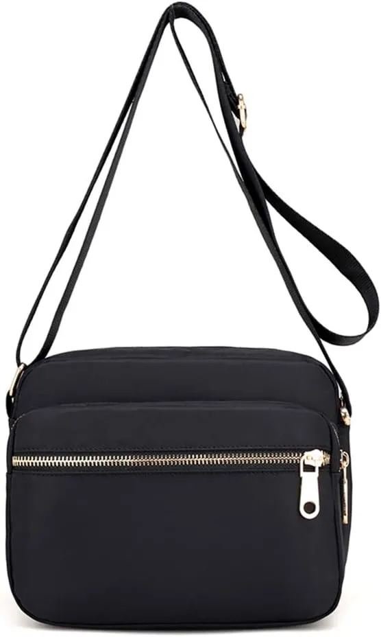 Collsants Small Nylon Purse Mini Crossbody Bag Travel Shoulder Bag Multi Zipper Pockets