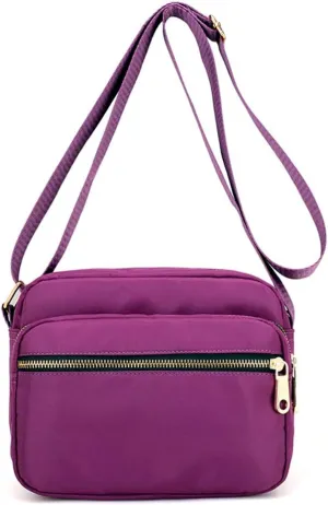 Collsants Small Nylon Purse Mini Crossbody Bag Travel Shoulder Bag Multi Zipper Pockets