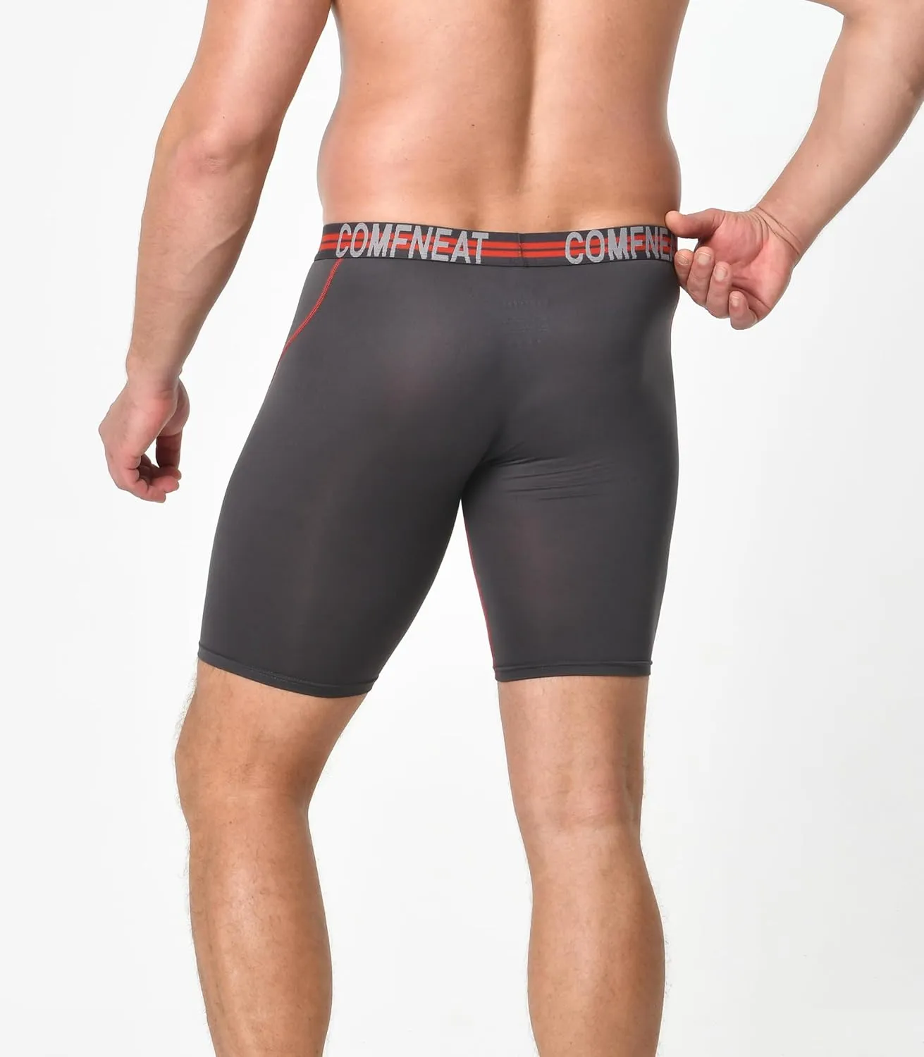 Comfneat Men's 9" Long Boxer Briefs Sports Performance Breathable Underwear 4-Pack