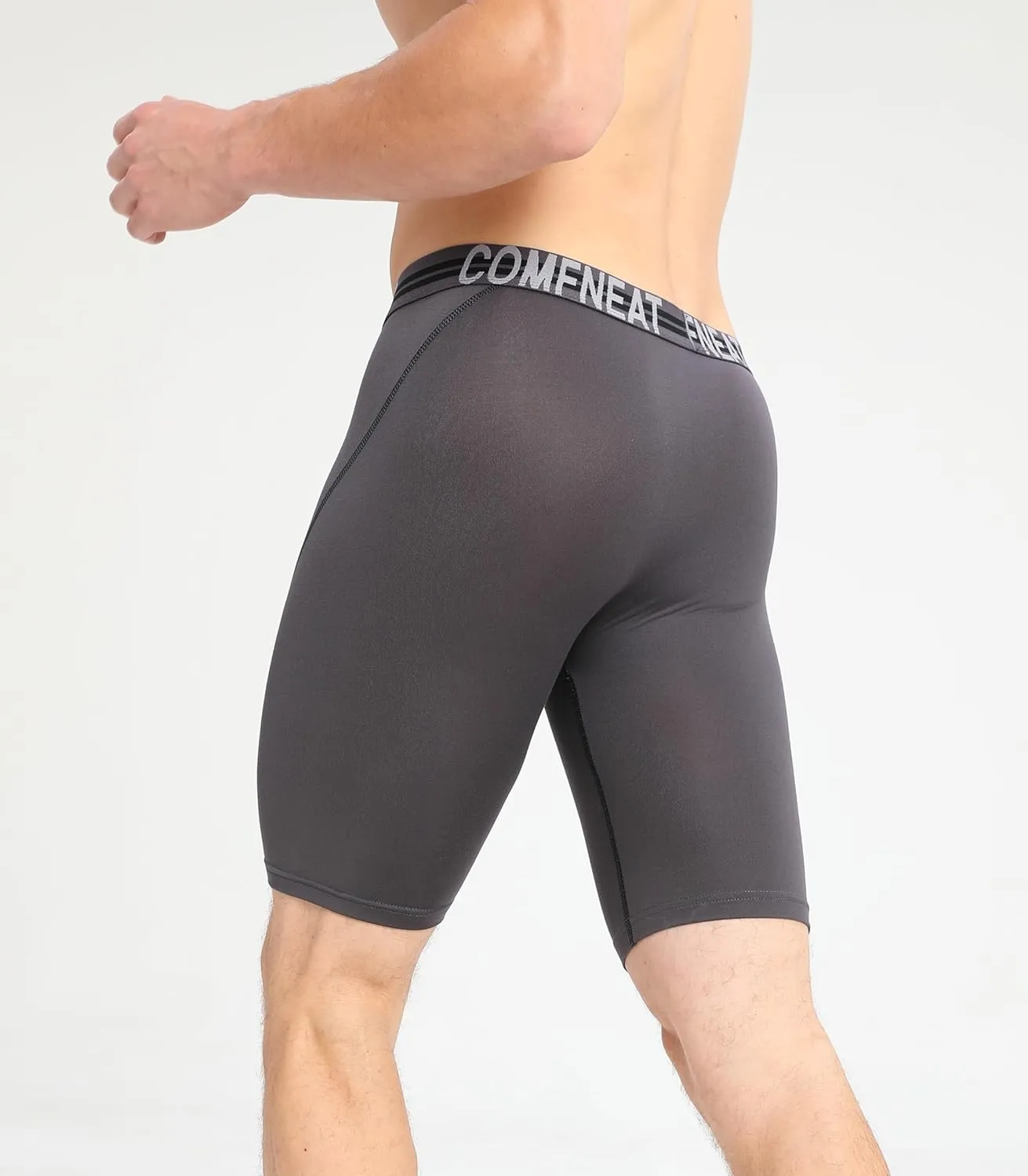 Comfneat Men's 9" Long Boxer Briefs Sports Performance Breathable Underwear 4-Pack