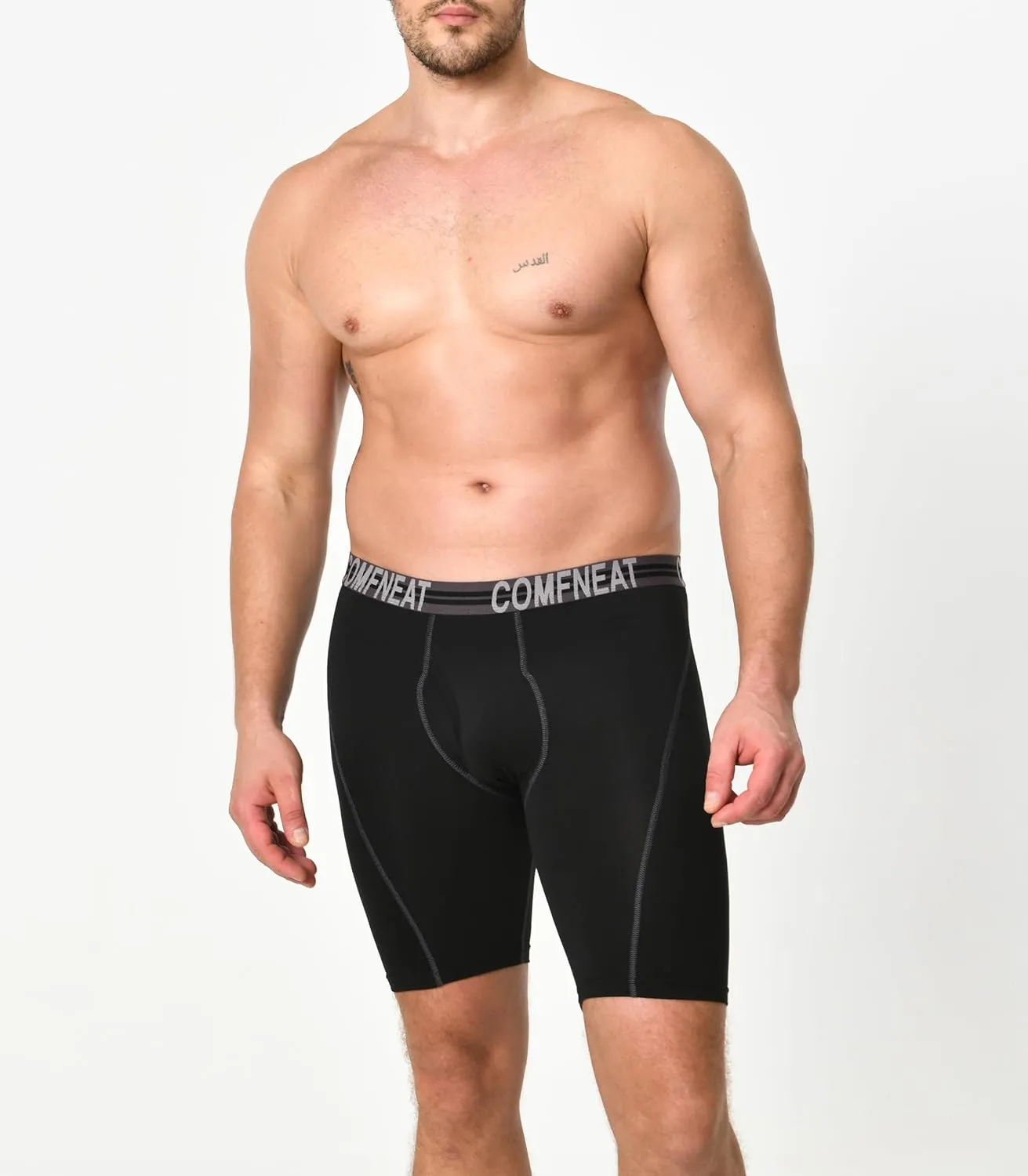 Comfneat Men's 9" Long Boxer Briefs Sports Performance Breathable Underwear 4-Pack