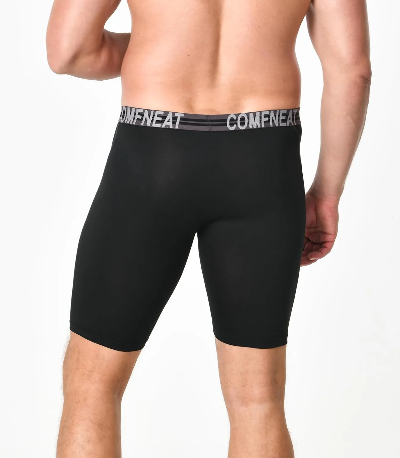 Comfneat Men's 9" Long Boxer Briefs Sports Performance Breathable Underwear 4-Pack