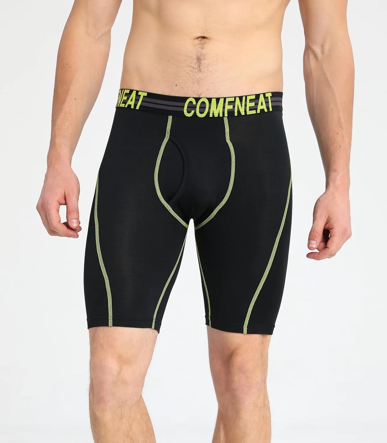 Comfneat Men's 9" Long Boxer Briefs Sports Performance Breathable Underwear 4-Pack