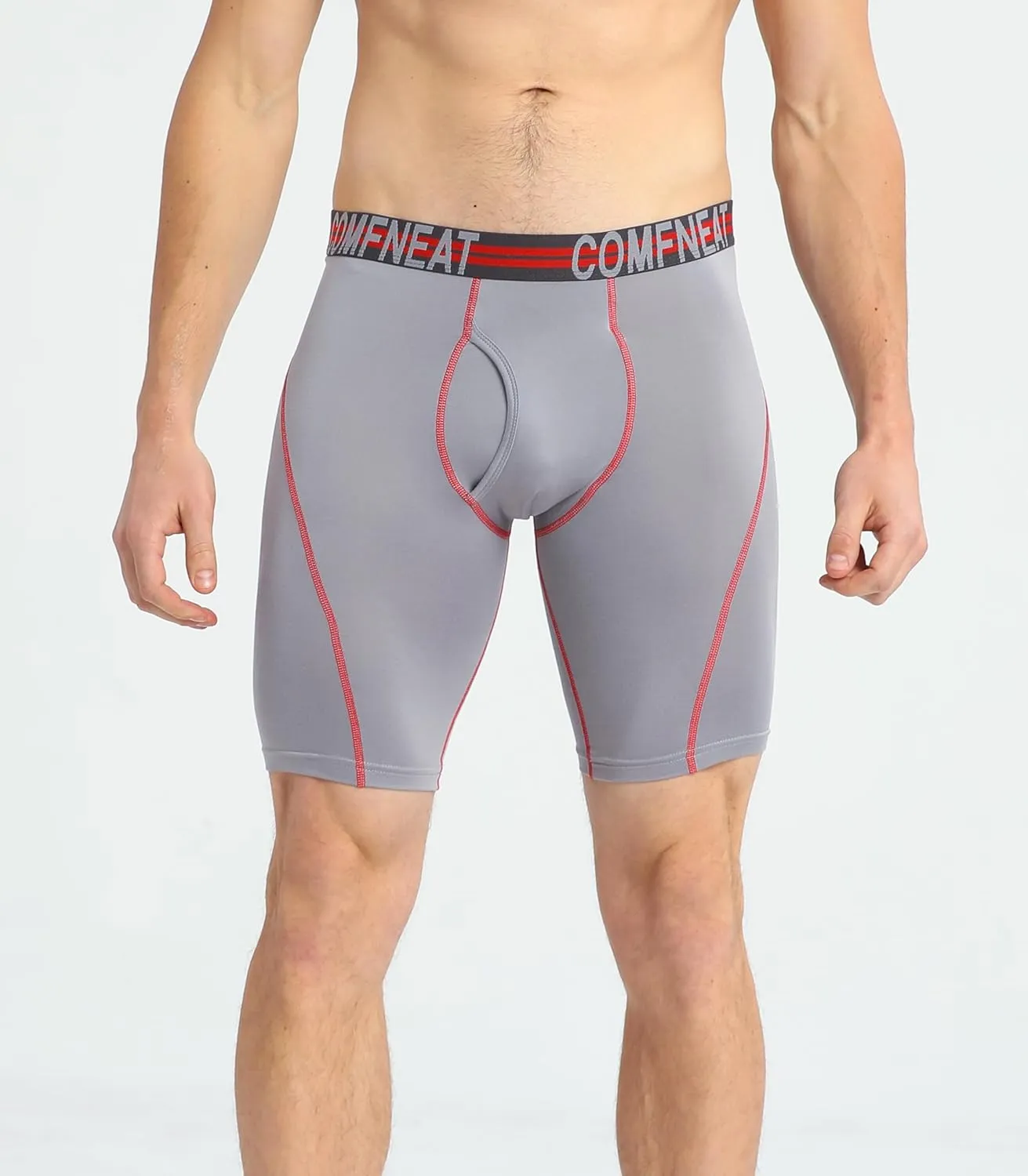 Comfneat Men's 9" Long Boxer Briefs Sports Performance Breathable Underwear 4-Pack