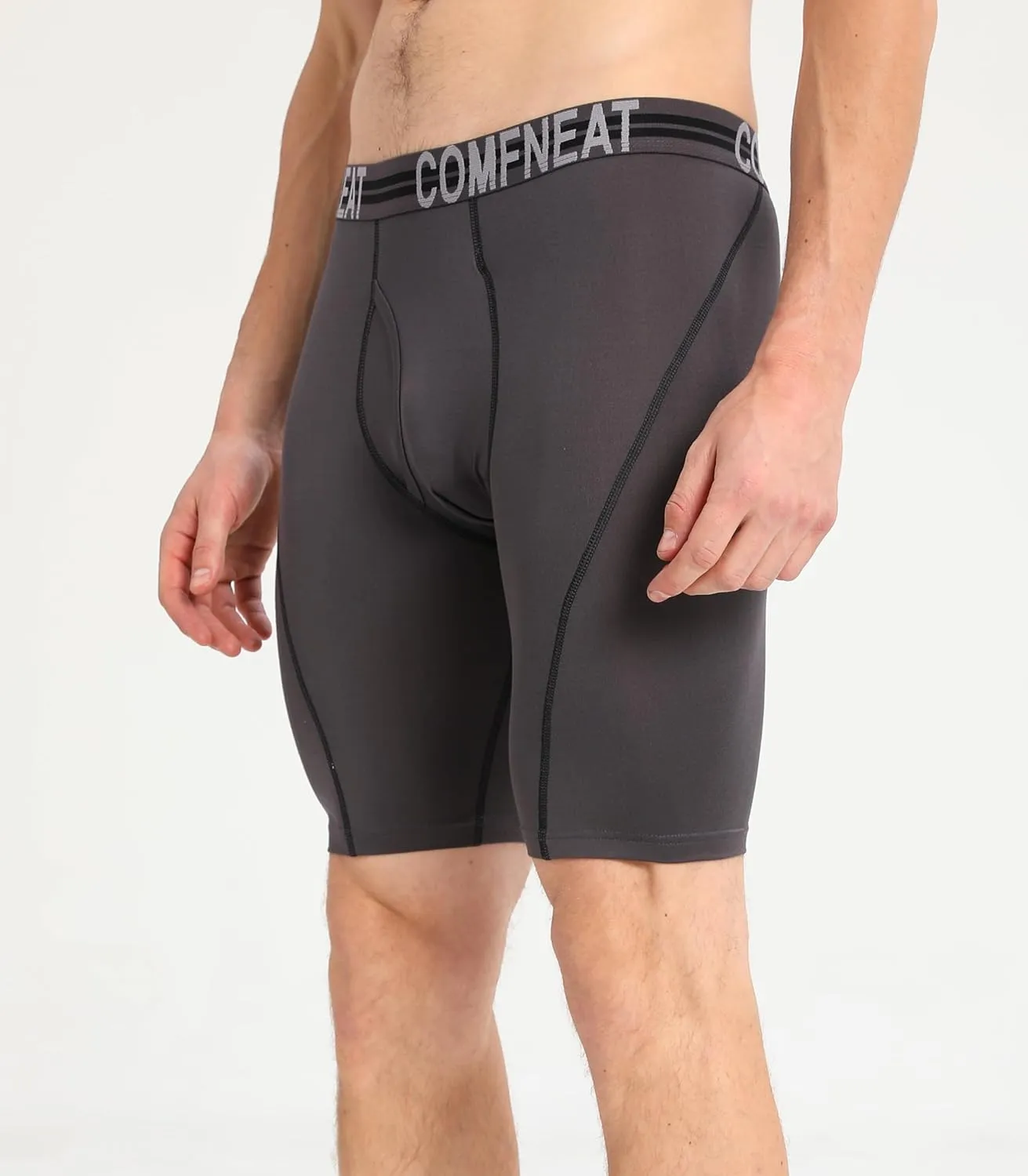 Comfneat Men's 9" Long Boxer Briefs Sports Performance Breathable Underwear 4-Pack