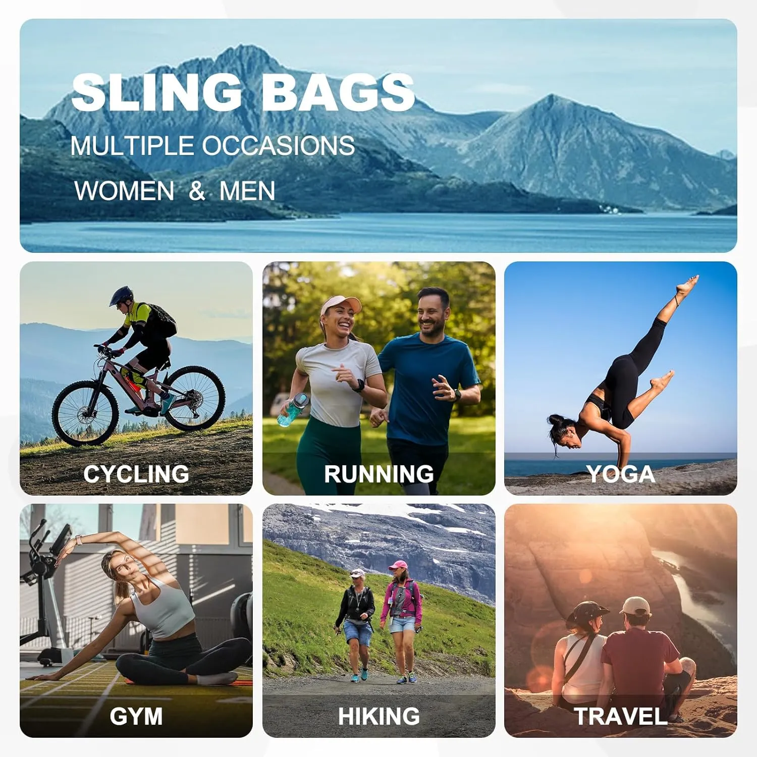 Convertible Sling Bag Crossbody Backpack, 11-Inch Pads Bags with Headphone Jack Shoulder Bag Casual Pack for Women Men Hiking Travel Cycling (White)