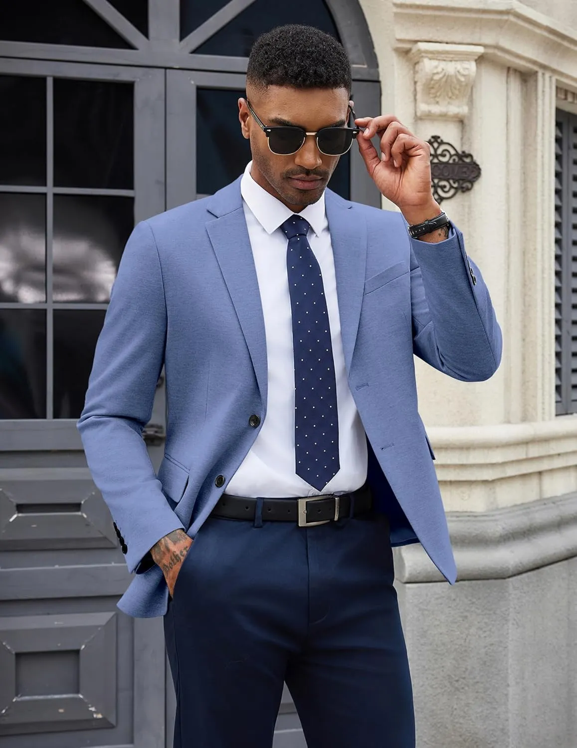 COOFANDY Mens Casual Blazer Knit Sport Coat Lightweight Two Button Suit Jacket