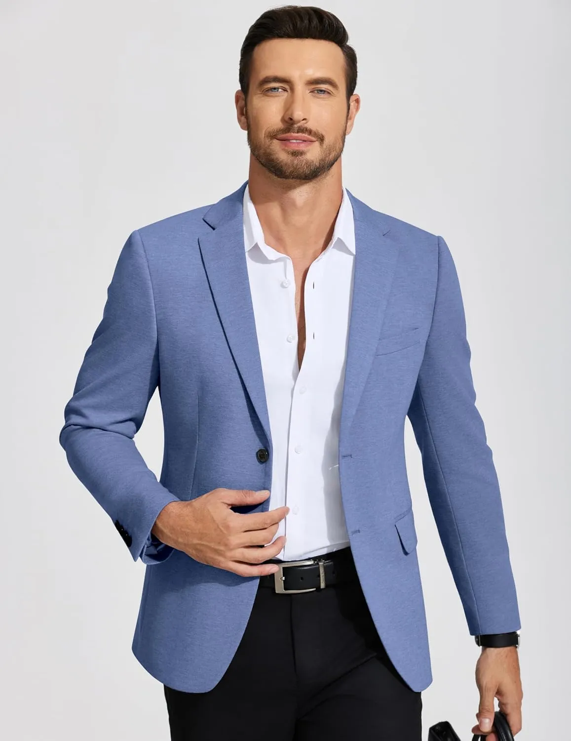 COOFANDY Mens Casual Blazer Knit Sport Coat Lightweight Two Button Suit Jacket