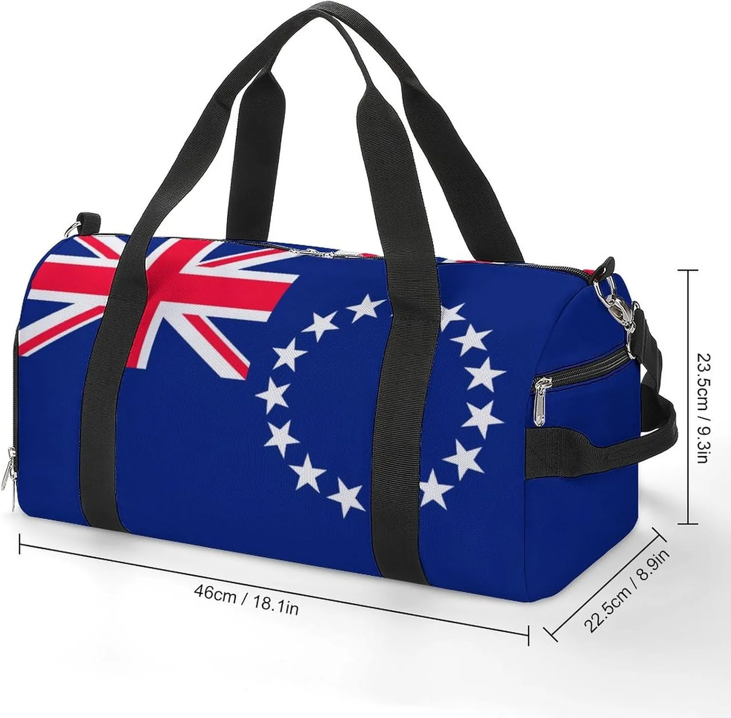 Cook Lslands Flag Gym Bag for Boys Girls with Shoe Compartment Lightweight Weekender