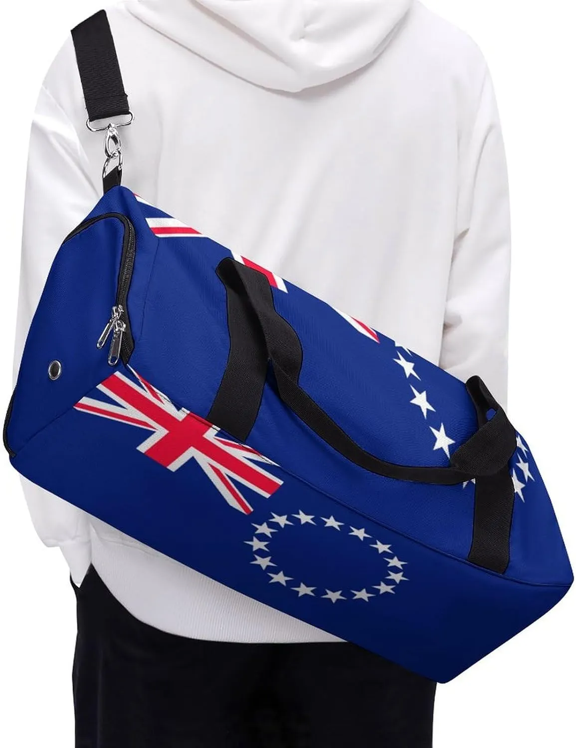 Cook Lslands Flag Gym Bag for Boys Girls with Shoe Compartment Lightweight Weekender