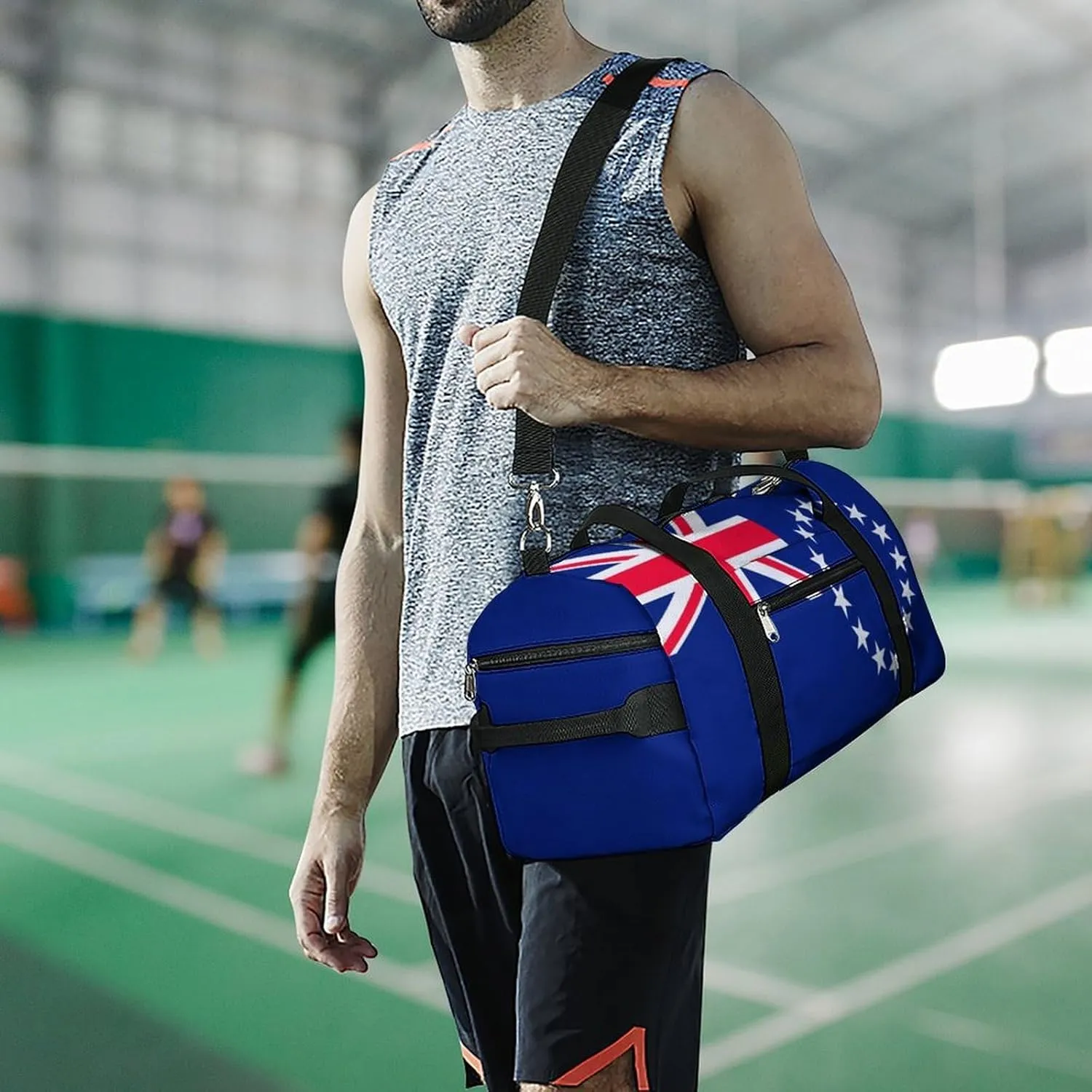 Cook Lslands Flag Gym Bag for Boys Girls with Shoe Compartment Lightweight Weekender