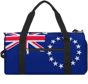 Cook Lslands Flag Gym Bag for Boys Girls with Shoe Compartment Lightweight Weekender