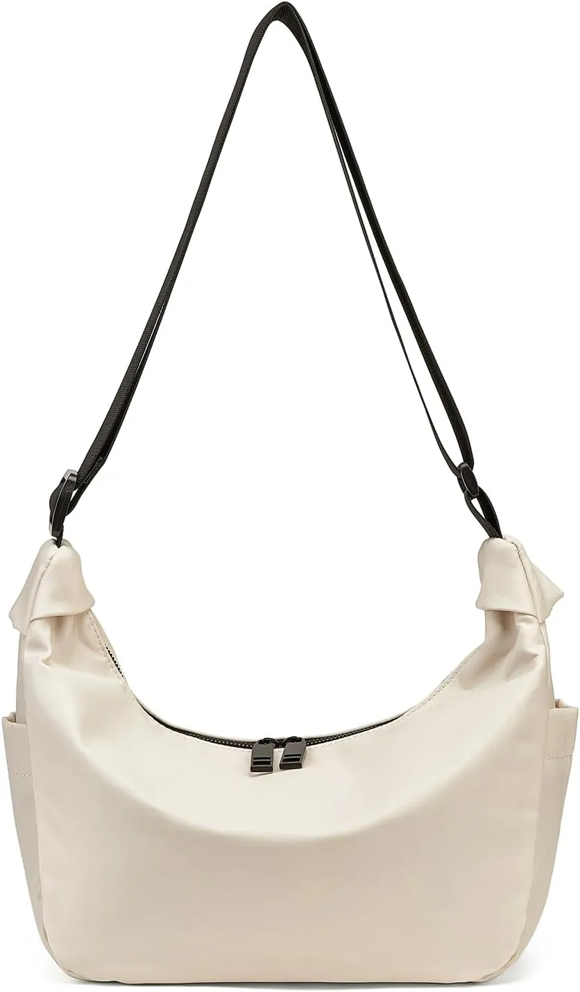 CORALDAISY Crescent Bag Hobo Crossbody Bags for Women Tote Handbag Ruched Shoulder Bag Lightweight Casual Sling Bag