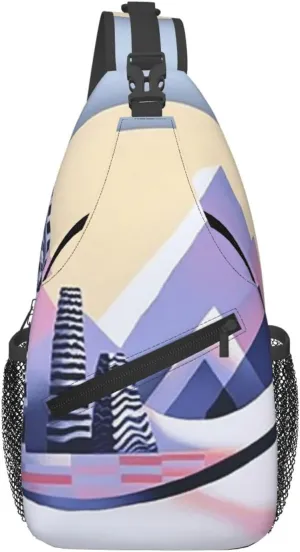 Cross Chest Bag Diagonally Sling Backpack Crossbody Shoulder Bag Psychedelic ski resort Branches Sling Bag Travel Hiking Daypack