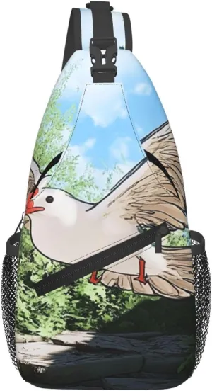 Cross Chest Bag Diagonally Sling Backpack Crossbody Shoulder Bag The birds in the small town Branches Sling Bag Travel Hiking Daypack